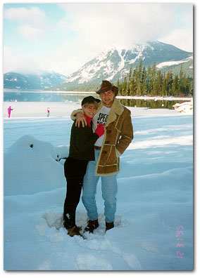 julie shipley and brian taylor at snowy lake in 12-31-1995