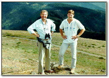 Dr. Peter Taylor & son Brian Taylor in Olympic Mountains in 1988