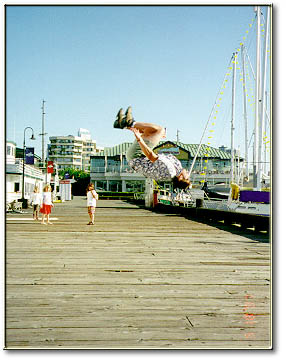 bt doing back flip in front of cucina cucina's seattle wa