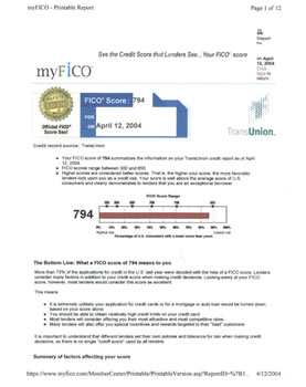 Credit report fico score