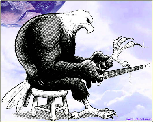 Eagle Sharpening Claws, Earth in background